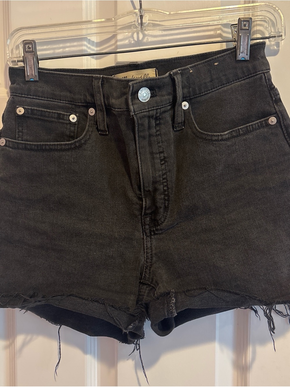 Madewell High-Waist Black Frayed Denim Shorts